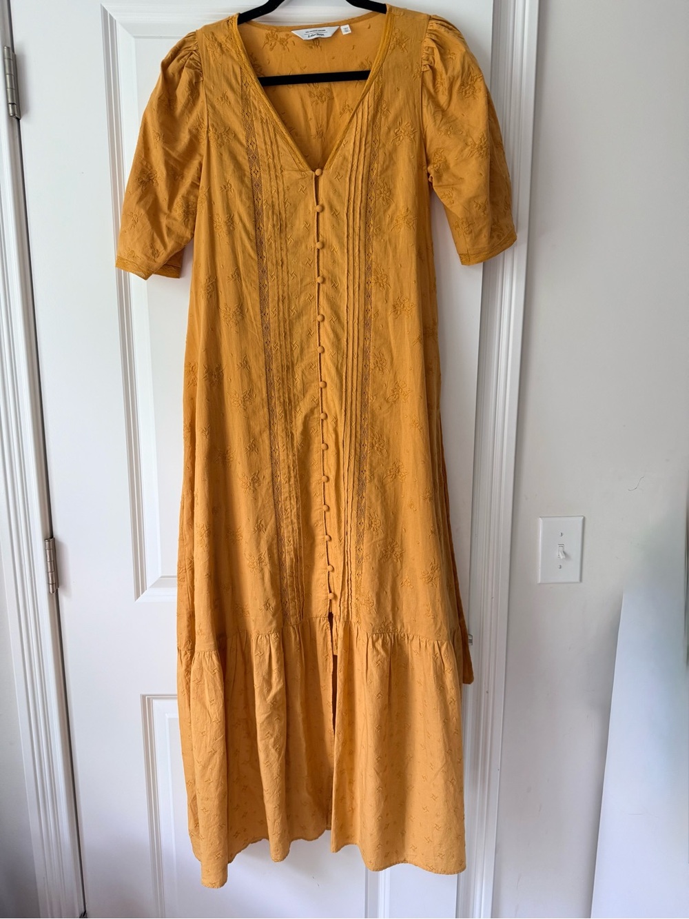 & Other Stories Mustard Yellow Button-Front Maxi Dress